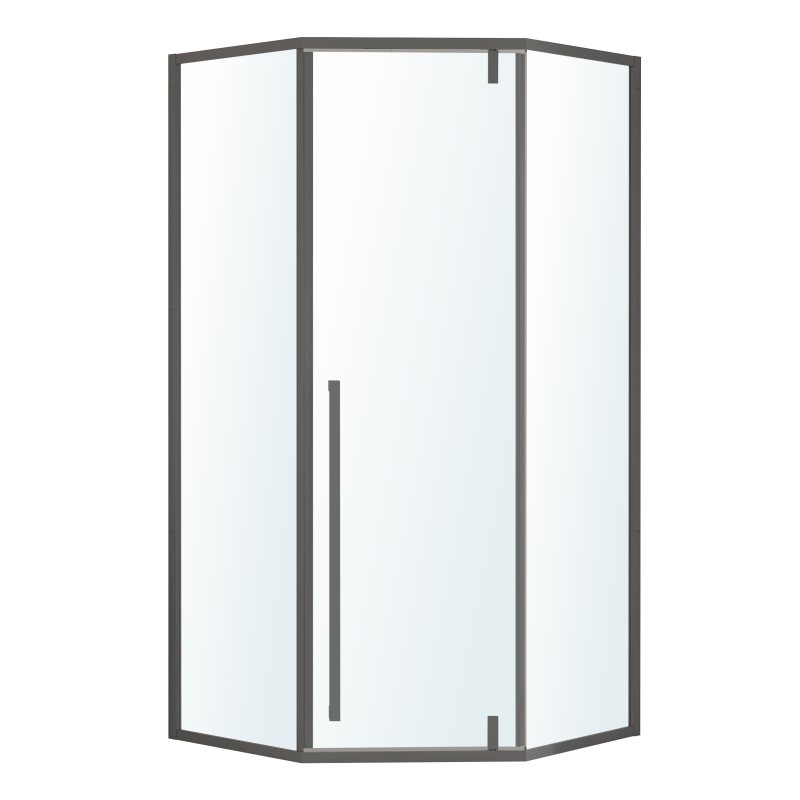 MORA 90-P душова кабіна 90*90*200 см п'ятикутна, розпашна, профіль metal gun, скло прозоре