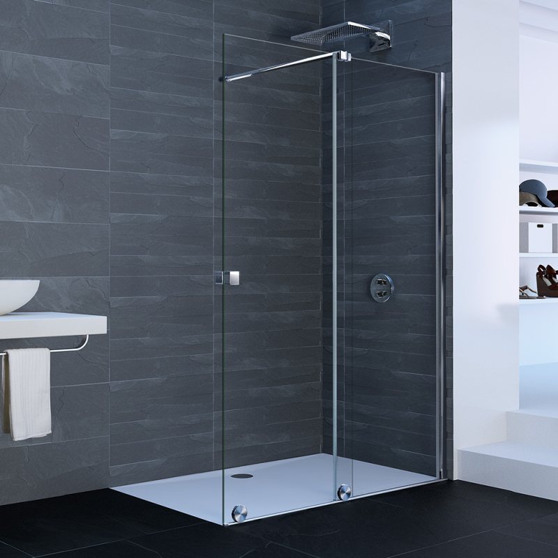 XTENSA PURE дверi односекцiйнi роздвижнi Walk-In 140х200см, крiп-я справа (пр сер с ярк блиском, скл прозор)