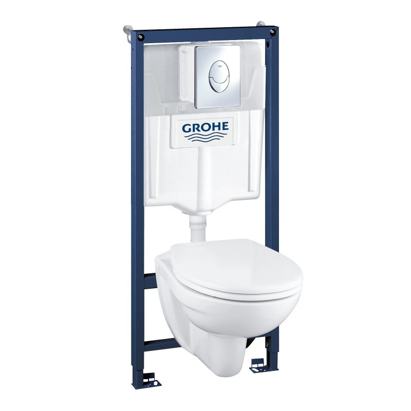 самSolido Perfect Набір 4 в 1 с підвісним унітазом GROHE Solido Perfect Набор 4 в 1 - инсталляция 38721001, с подвесным унитазом 51,7х35.4 см, самонес