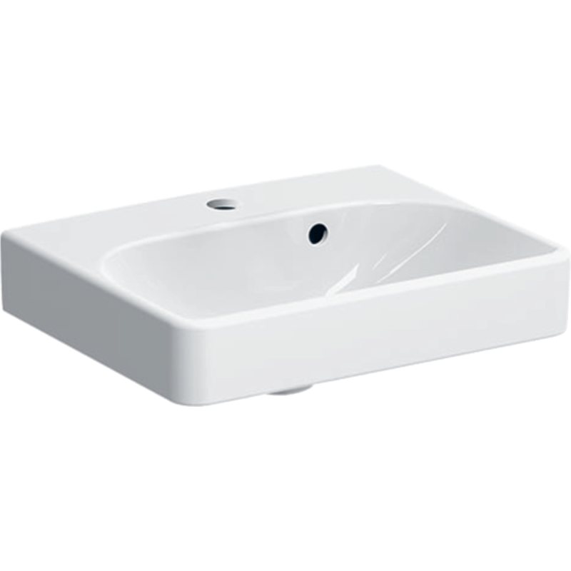 SMYLE SQUARE умивальник 45*16*36см, з асиметричним переливом, отв для змішувача в центрі, перелив видимий