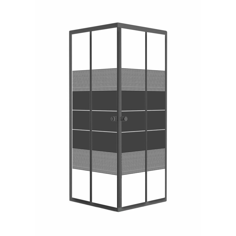 BLACK VELUM душова кабіна (90*90*180см квадратна, скло "Black linia" 4мм, без піддону), чорний матовий