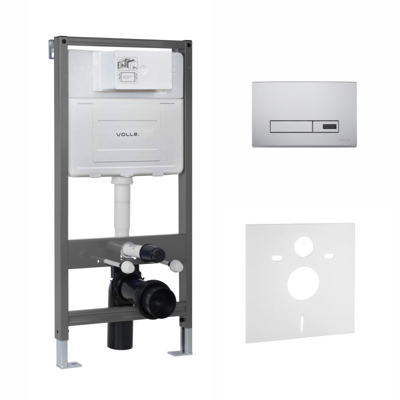 VOLLE MASTER EVO SENSOR комплект інсталяції для унітазу 4в1 (інсталяція, кріплення, прокладка, клавіша LARGO EVO SENSOR cromo)
