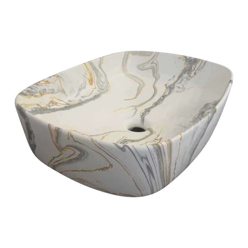 VOLLE PIEDRA умивальник накладний 50*37*13,5 см, світлий мармур