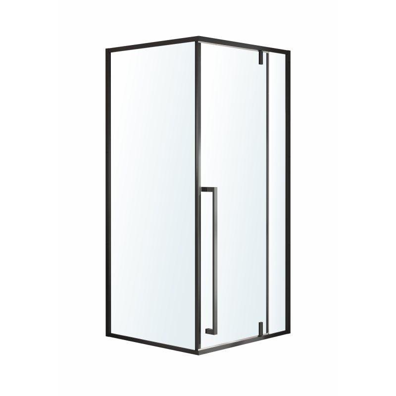 MORA 90-C душова кабіна 90*90*200 см квадратна, двері розпашні, профіль чорний матовий, скло прозоре