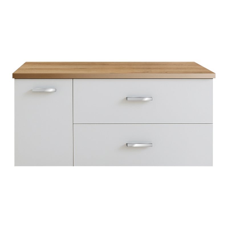 VICTORIA BASIC MODULAR комплект 89см: тумба 59см під накладний умивальник; модуль 30см із дверцятами; стільниця89 см; колір:білий/білий/дуб